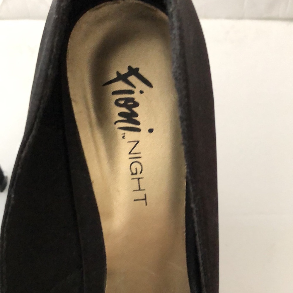 Fioni Night Black Satin Heels Shoes SZ 8.5 - Picture 5 of 10